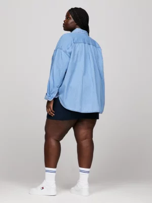 Sobretudo jeans de modelagem ampla