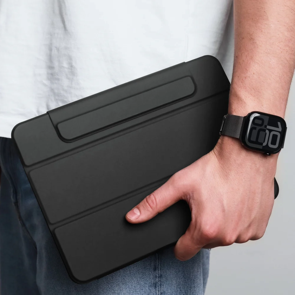 iPad Pro 11“ (2024) Smart Cover Foldable Folio Leder Tasche Schutzhülle Magnetcover (FFO00005) - Schwarz