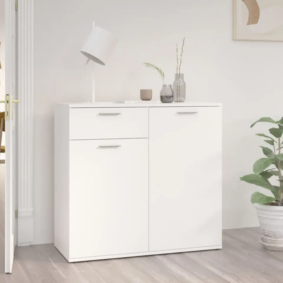 vidaXL - Dressoir - Wit - Bewerkt hout