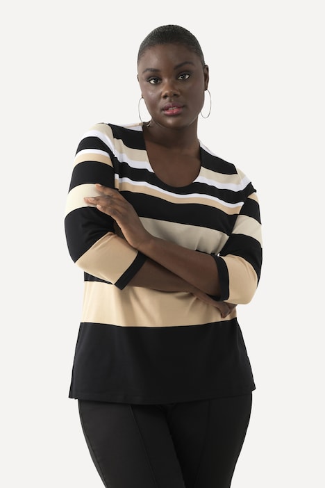 Shirt, Ringel, Rundhals, 3/4-Arm, Pima Cotton