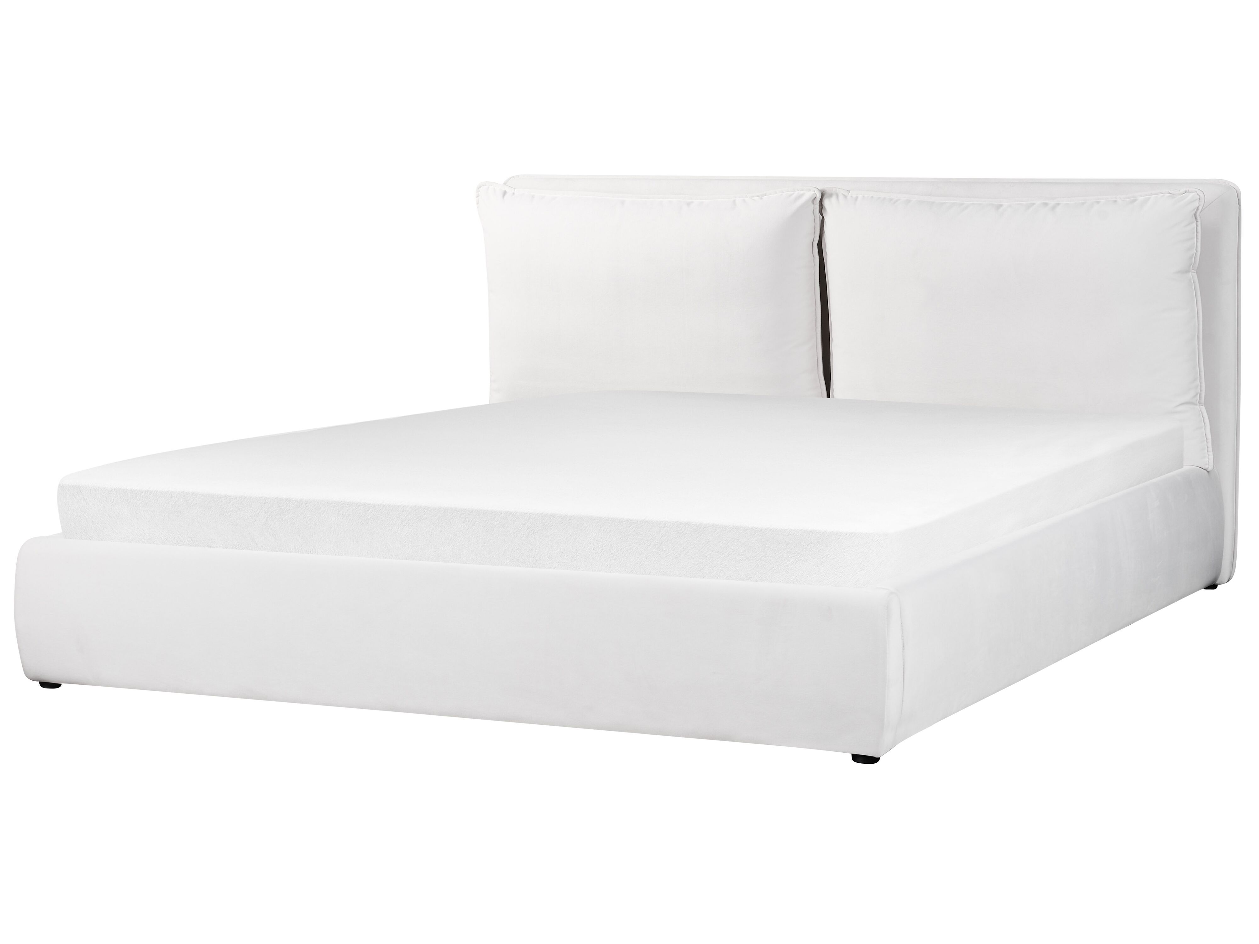 Bed met opbergruimte Fluweel BAJONNA 180 x 200 cm Gebroken wit