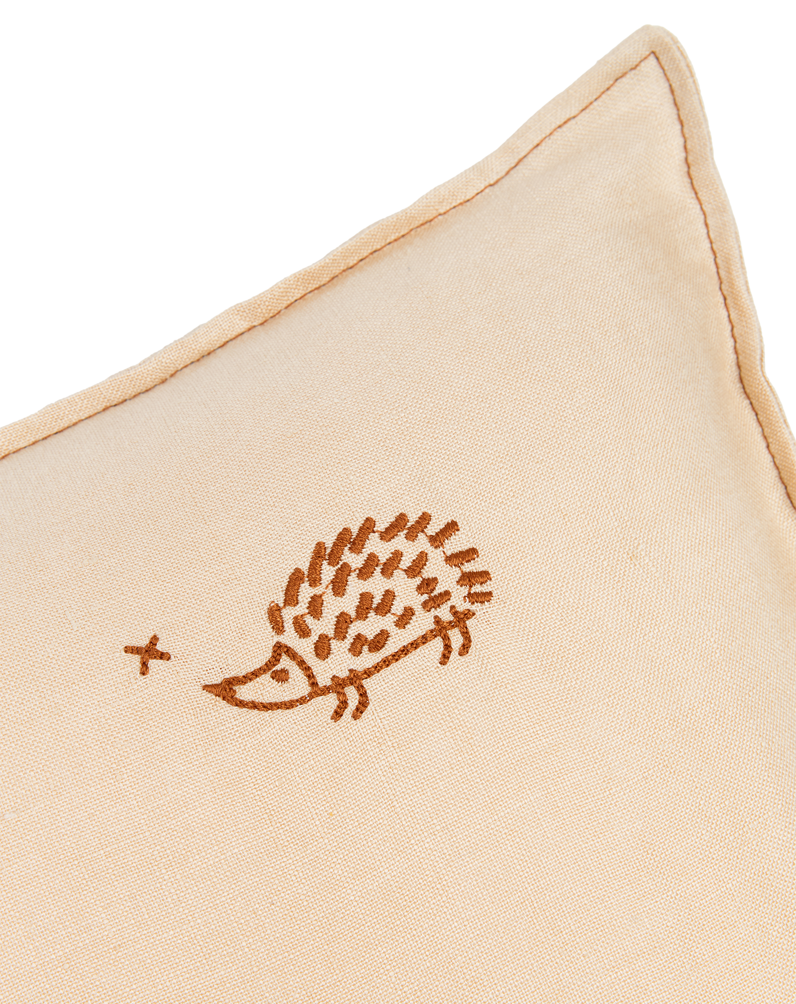 Coussin rectangulaire brodél1n0 en lin français lavé | Beige