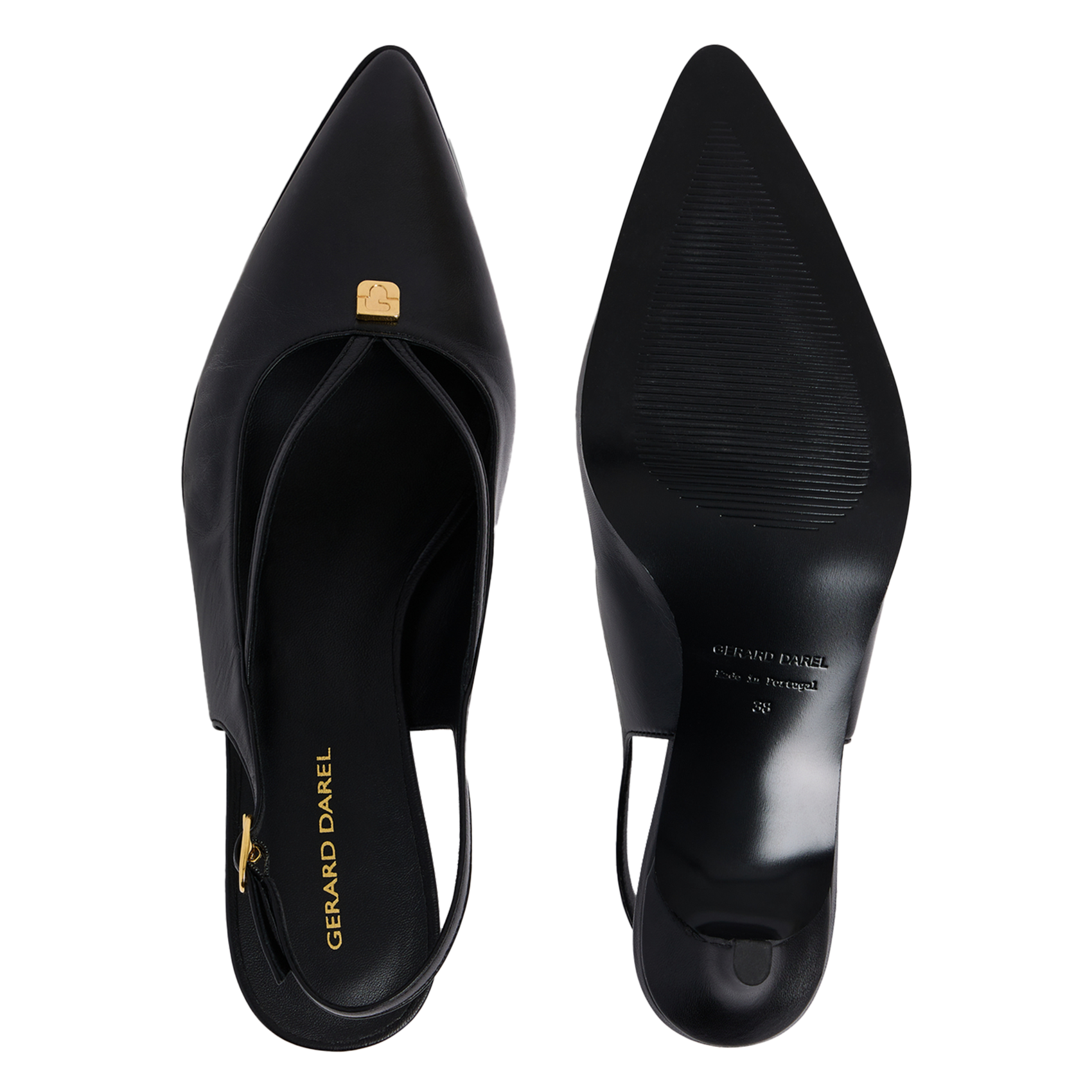 ISAURE - Escarpins slingback en cuir| Noir