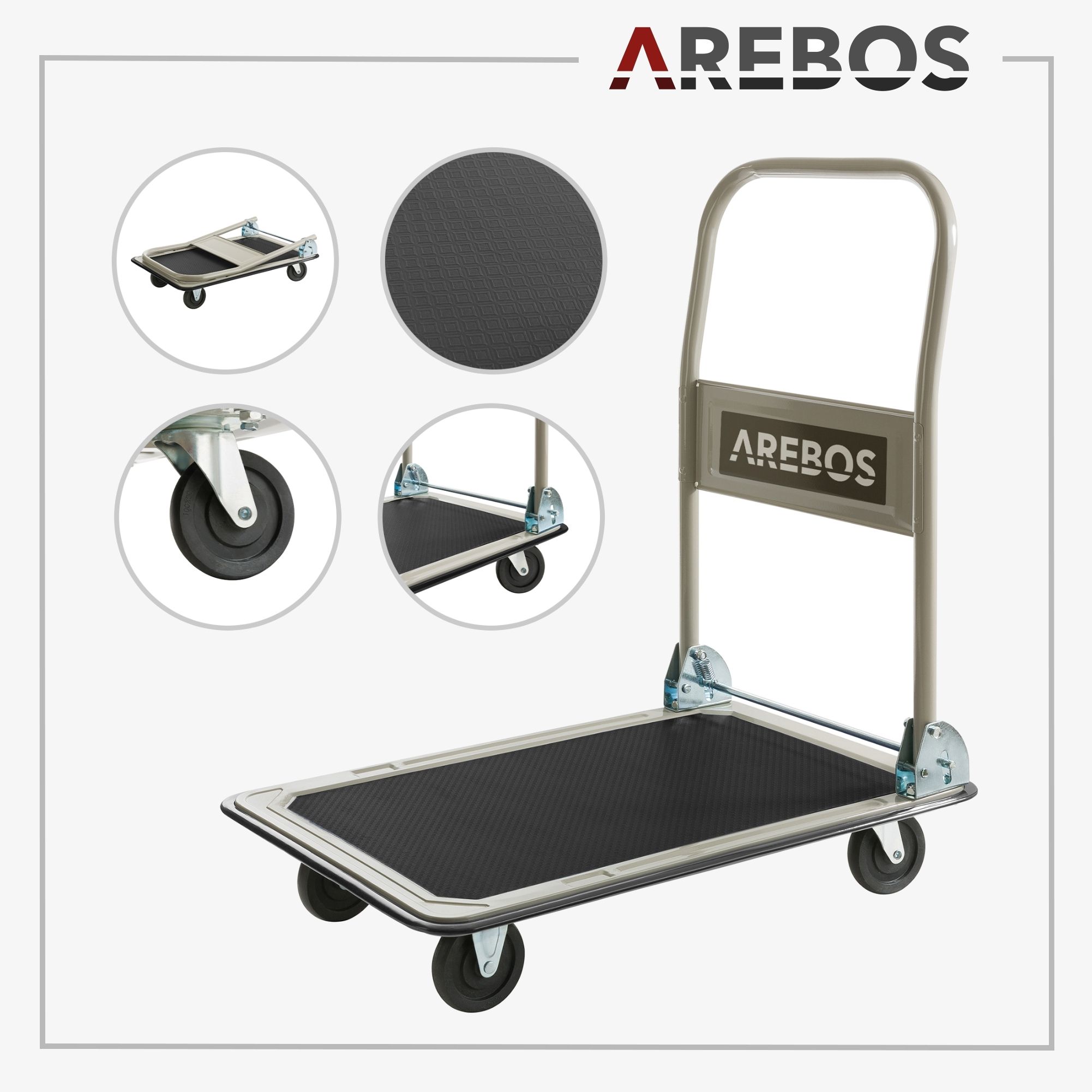 Plattformwagen 150kg schwarz-creme