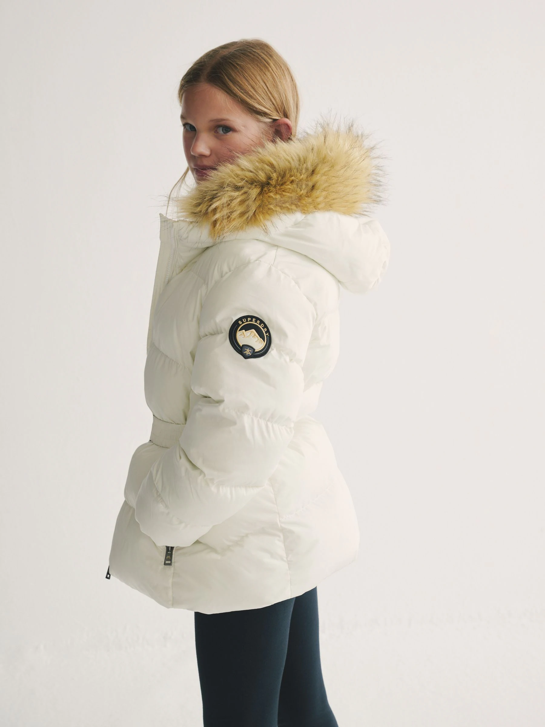 Wit - Superdry Belted Puffer Coat