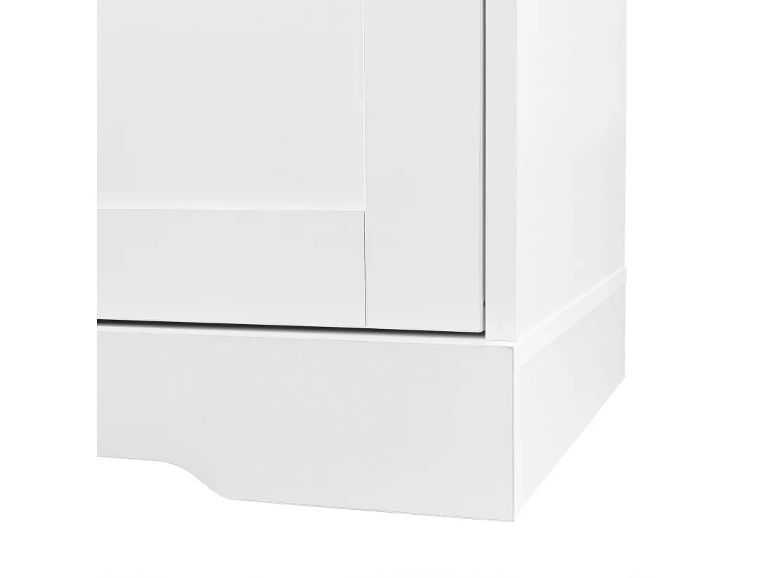 Vestiaire / Meuble d'entrée avec 2 portes et porte-manteau - 101.5 x 47 x 183 cm - Panneaux de particules - Blanc