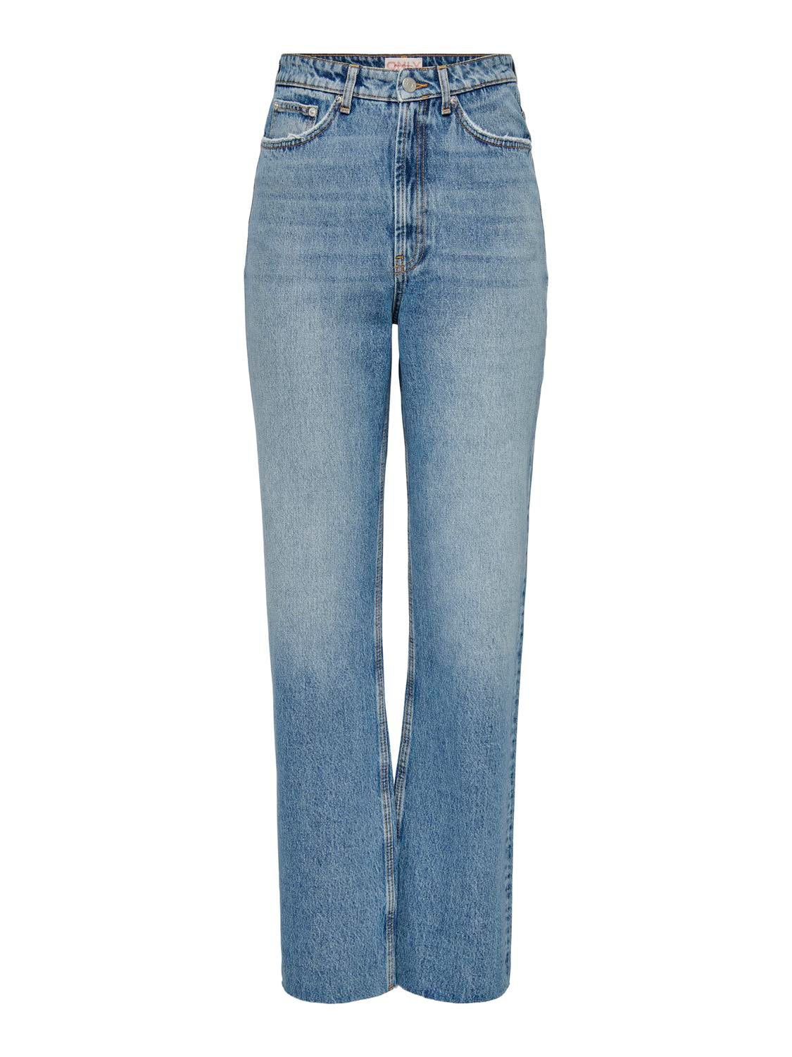 ONLRILEY Hohe Taille Gerade geschnitten Jeans Medium Blue Denim