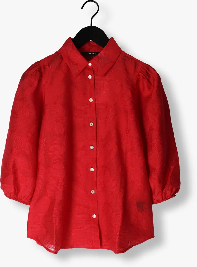 JANSEN AMSTERDAM rode jansen amsterdam blouse ff774 blouse 3/4 puff sleeve
