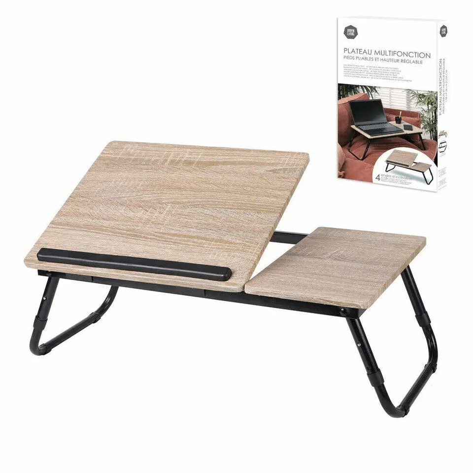 Unique Living Laptoptafel / bedtafel - hout - metaal - 58 x 38 x 25 cm
