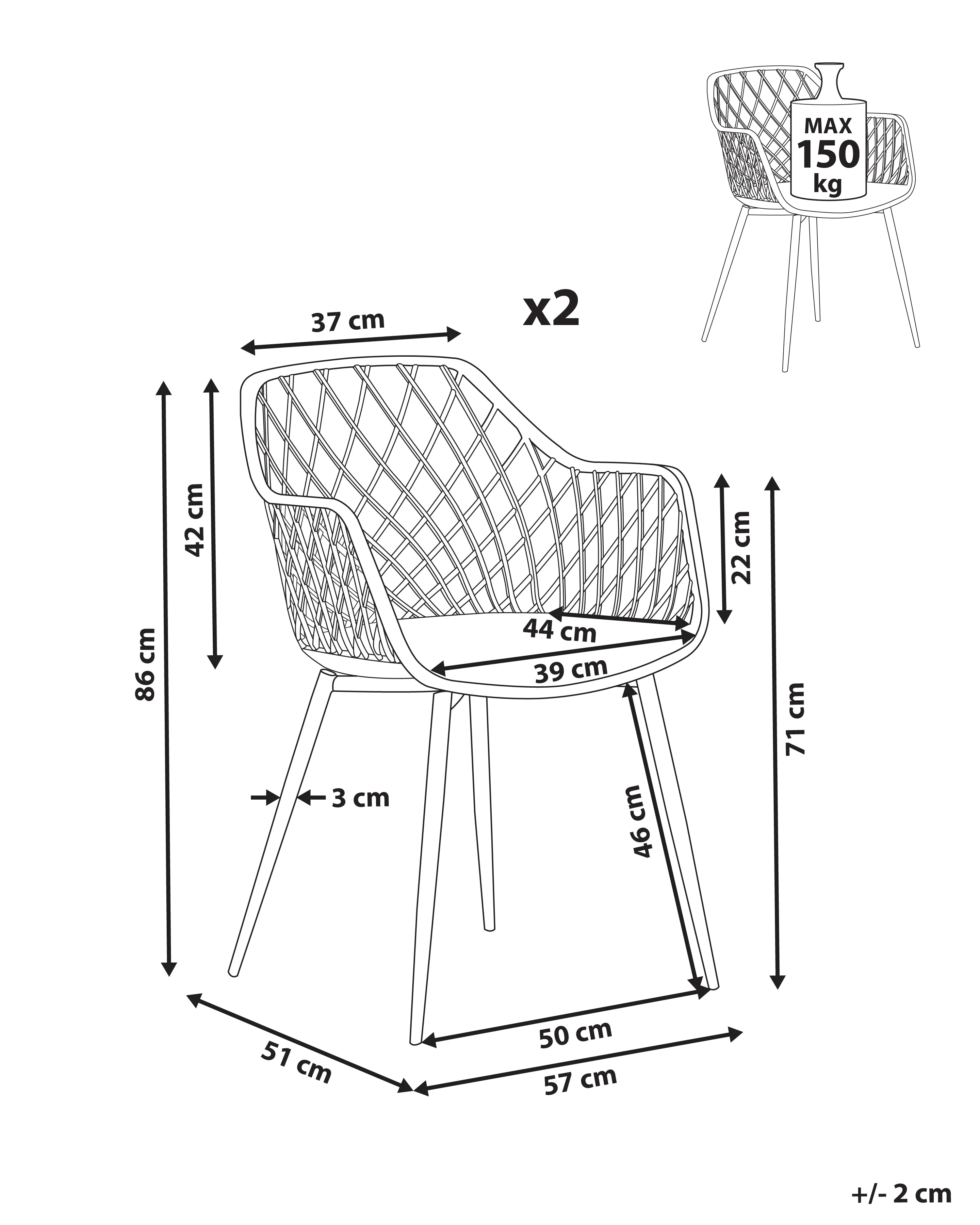 Set van 2 eetkamerstoelen NASHUA Beige