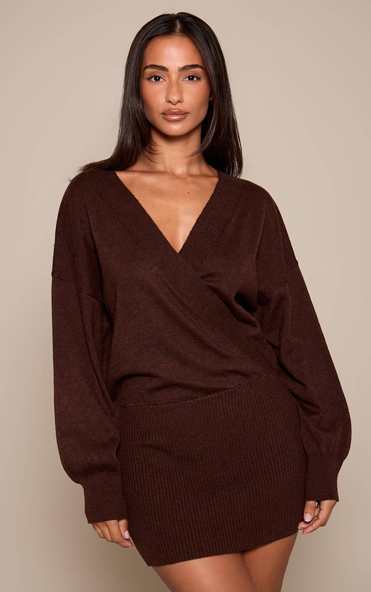 Beige Robe Synthétiquell Tricotée Ample Petite Avec Taille Côtelée