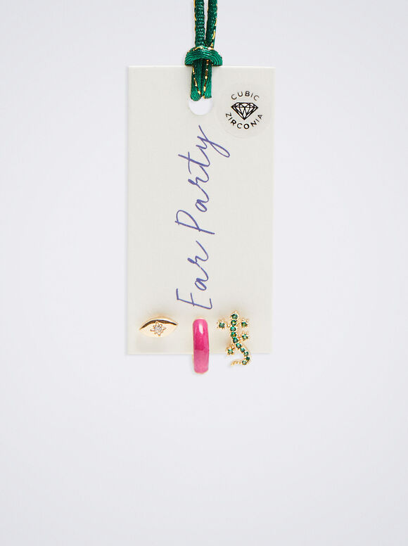 Conjunto de Anéis com Berloques e Zircônias - Multicor