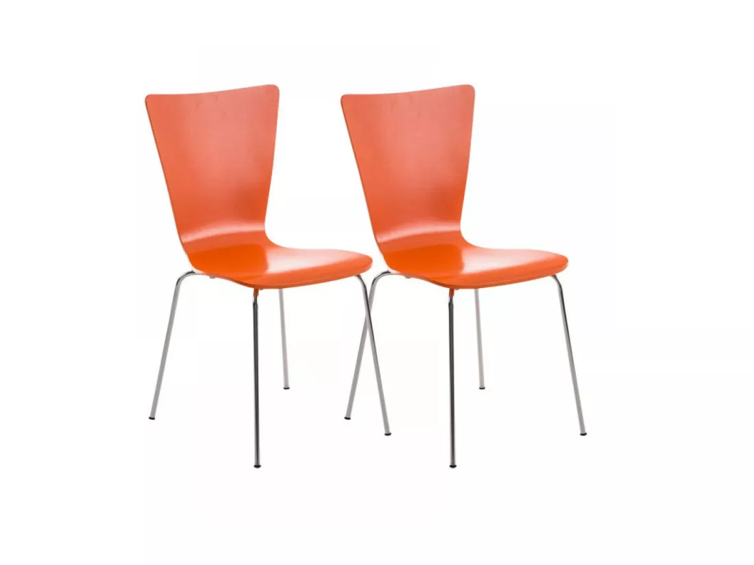 Lot de 2 Chaise de conférence - Bois & Nature - Orange - Aaron