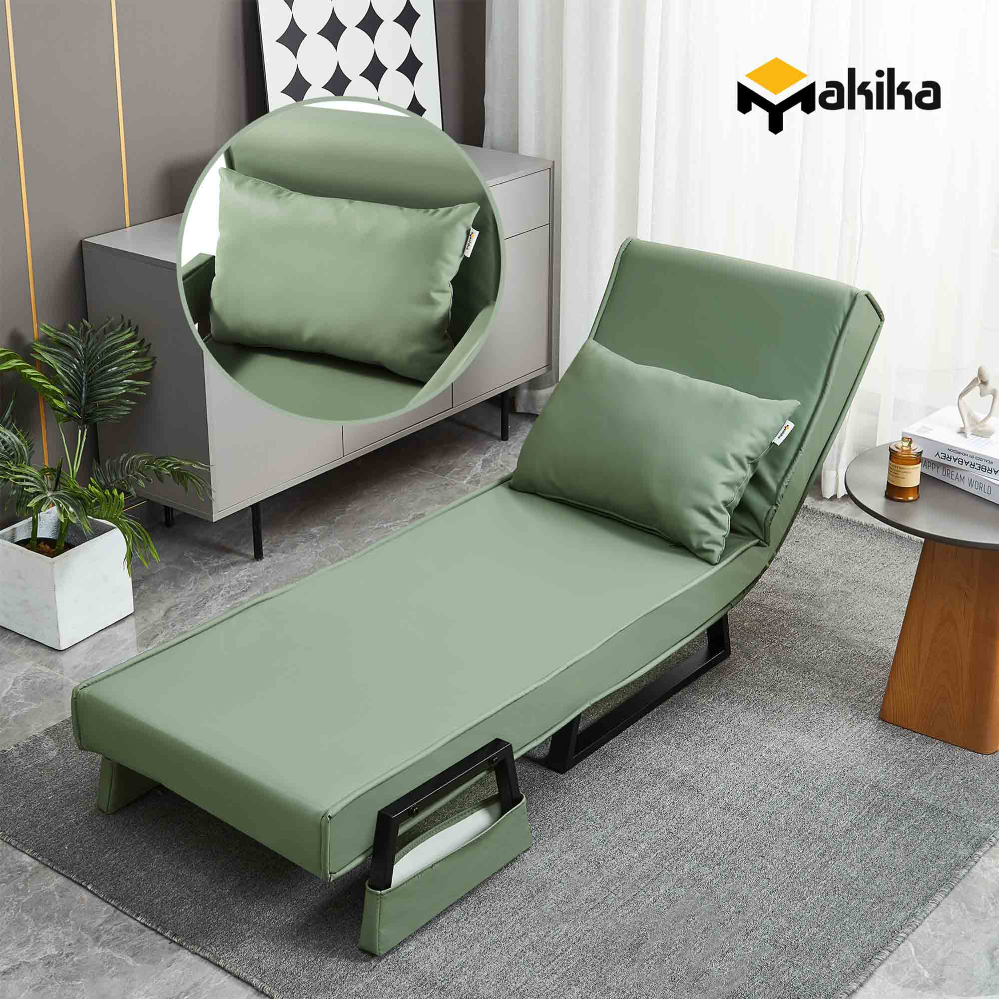 Makika Schlafsessel Schlafsofa Rio klappbar - Kunstleder in Grün