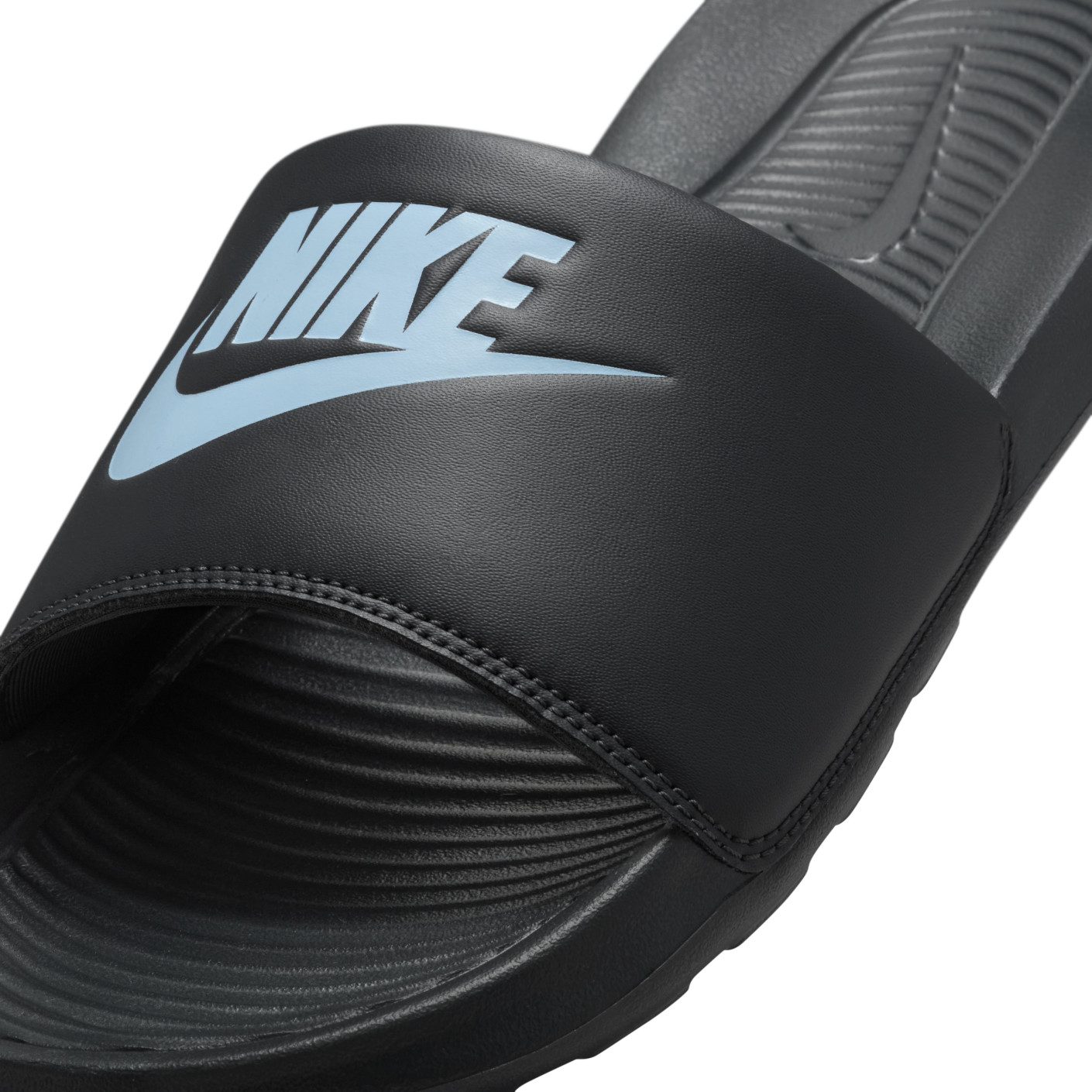 Nike Victori One Slippers Zwart Lichtblauw