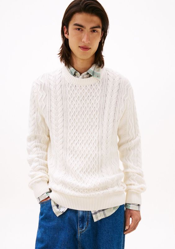 Tommy Jeans - Regular Fit - Gebreide Pullover - Effen - Puur Katoen