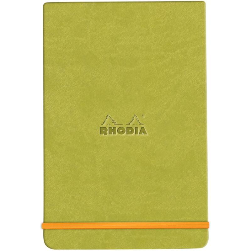 Rhodiarama Webnotepad rembordé rigide 9x14 cm 192 pages ligné microperforé papier ivoire 90g fermeture élastique - Anis