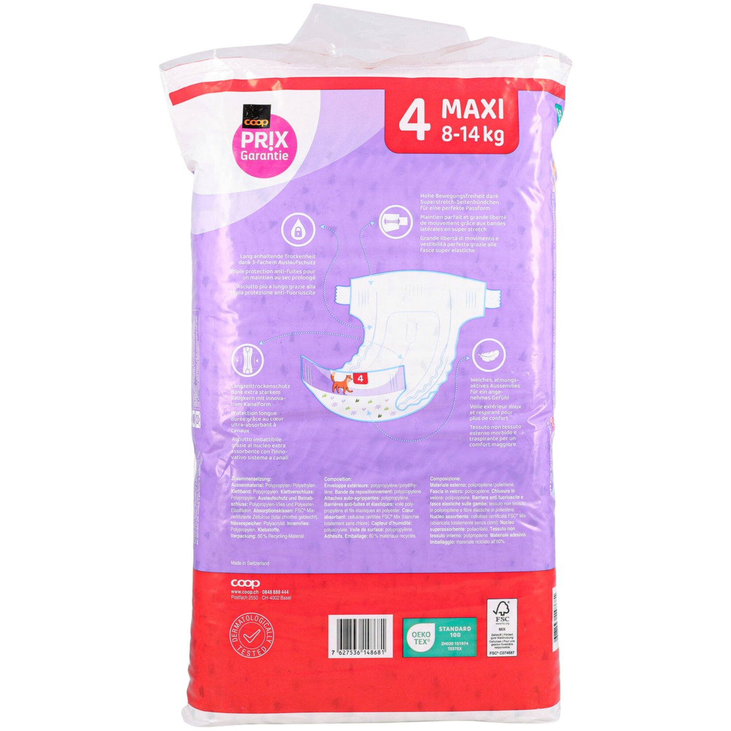 Prix Garantie Baby Windeln Maxi Grösse 4,8-14kg, 50 Stück