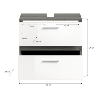 Waschbeckenunterschrank Blake weiß/grau B/H/T 60x57x34 cm