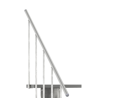 Pertura Petros buitentrap met leuning, 2 stootborden, Trimax, 80 cm, grijs