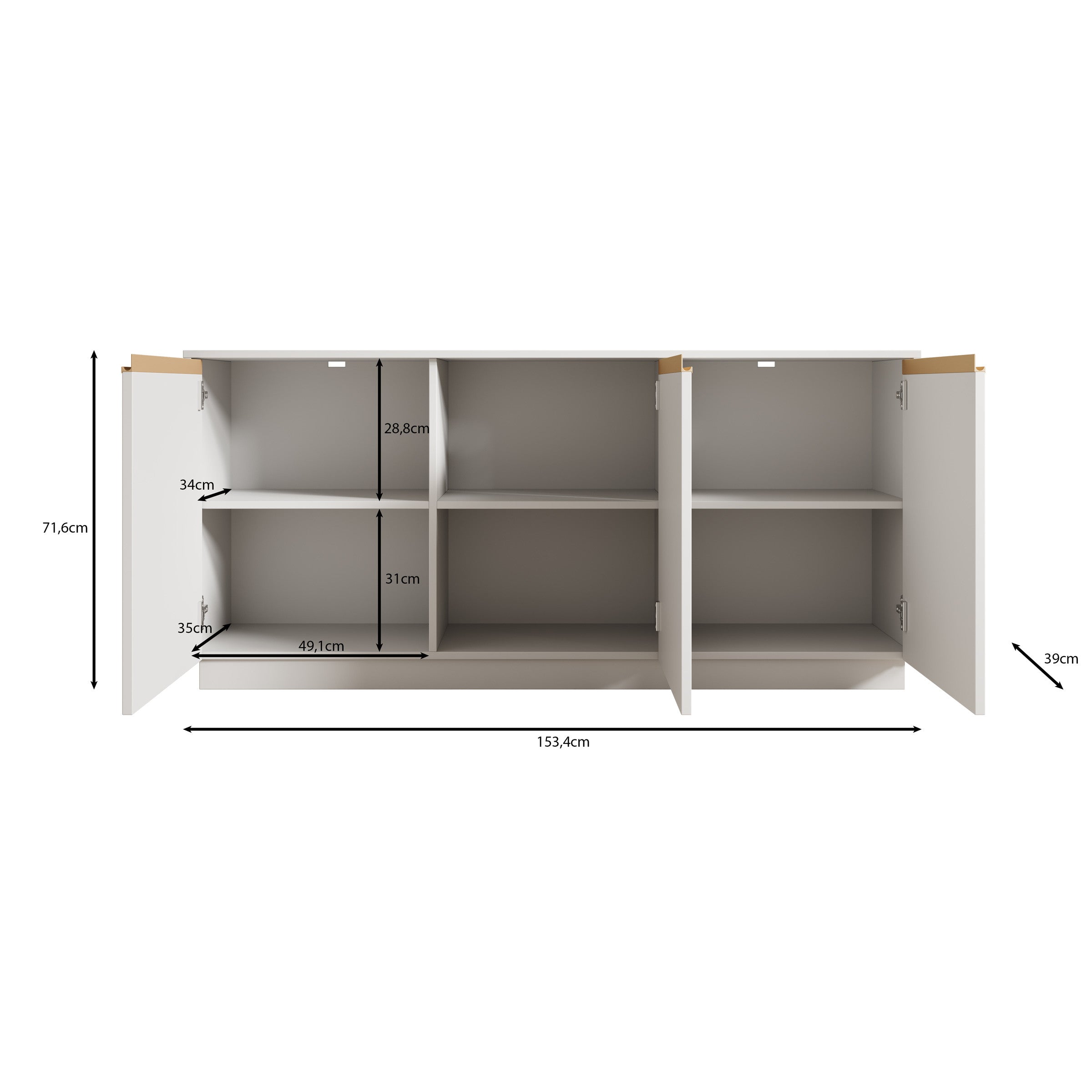 Remy - Dressoir - Beige - 153x39x72 cm