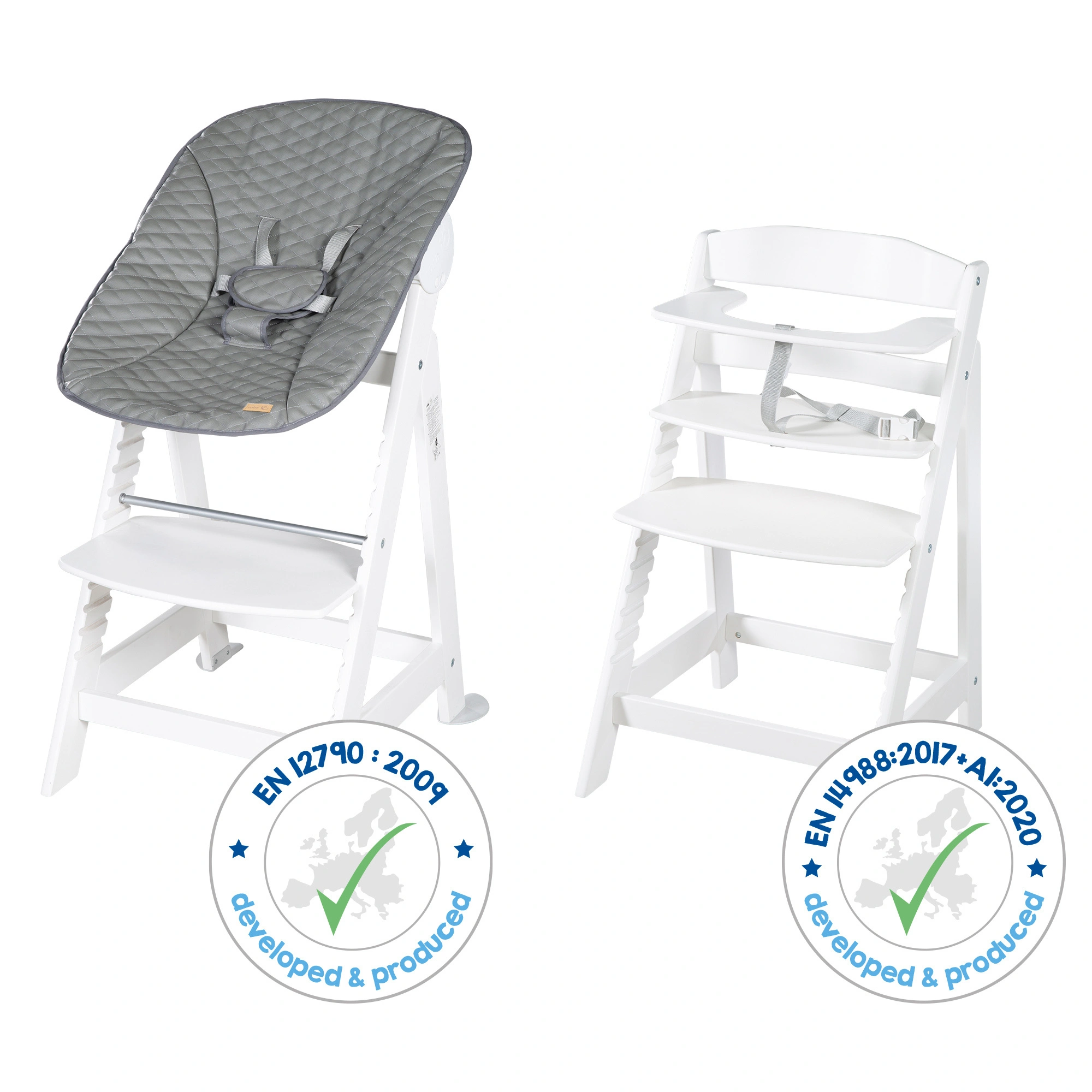 Treppenhochstuhl LUXE 2in1 weiß (Farbe: stone)