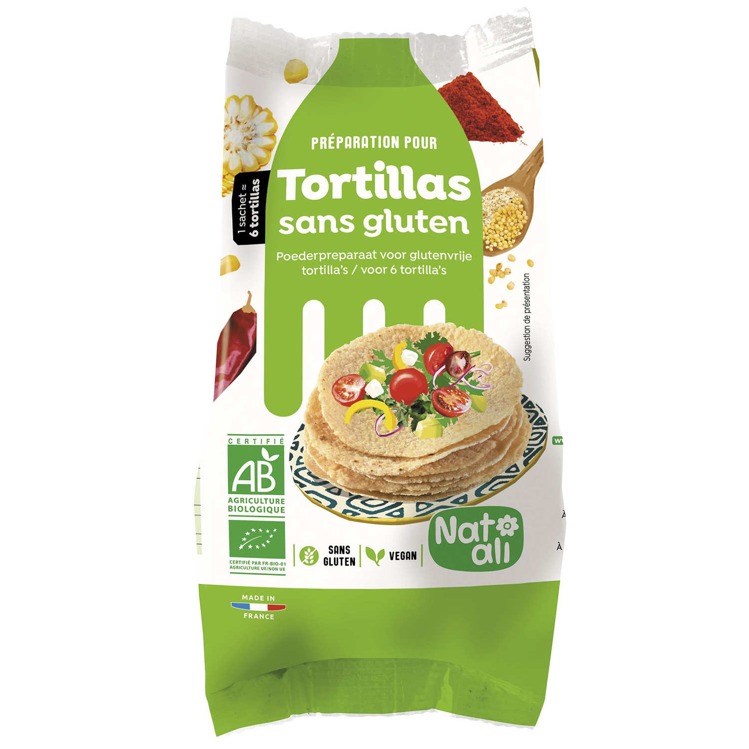 Préparation bio pour tortillas sans gluten
