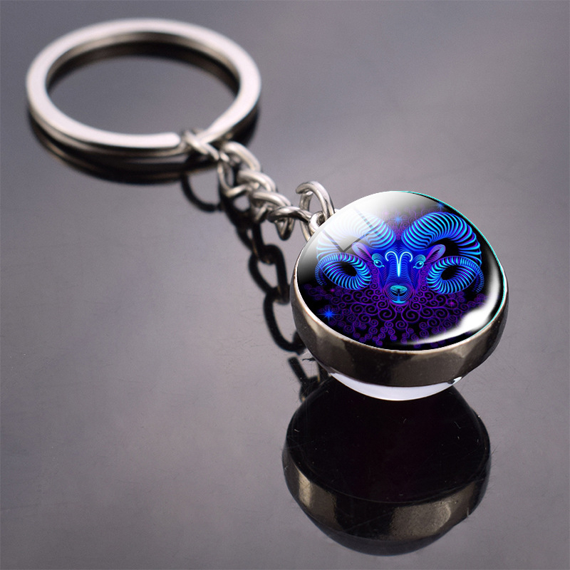 Glow in the Dark Sternzeichen Schlüsselanhänger Accessoire mit Spaltring - Widder