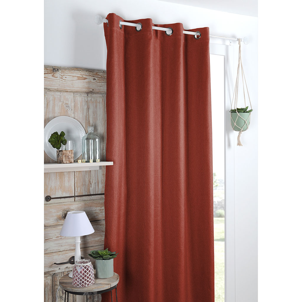 Rideau occultant COPENHAGUE polyester terracotta 140x260cm