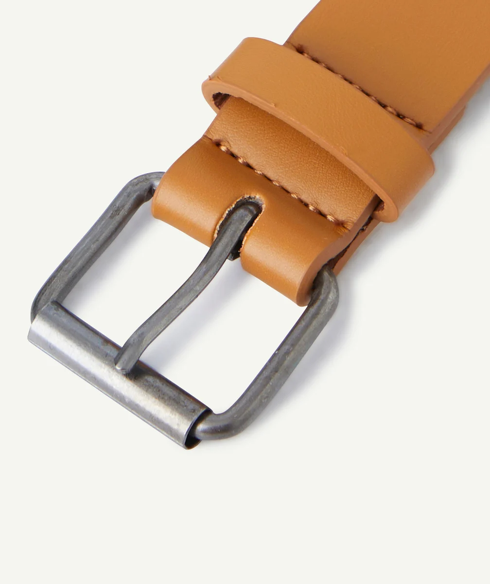 LOT DE 2 CEINTURES GARÇON EN FIBRES RECYCLÉES BLEUE ET MARRON