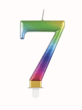 7 Jaar Kaars Regenboog 9,5cm