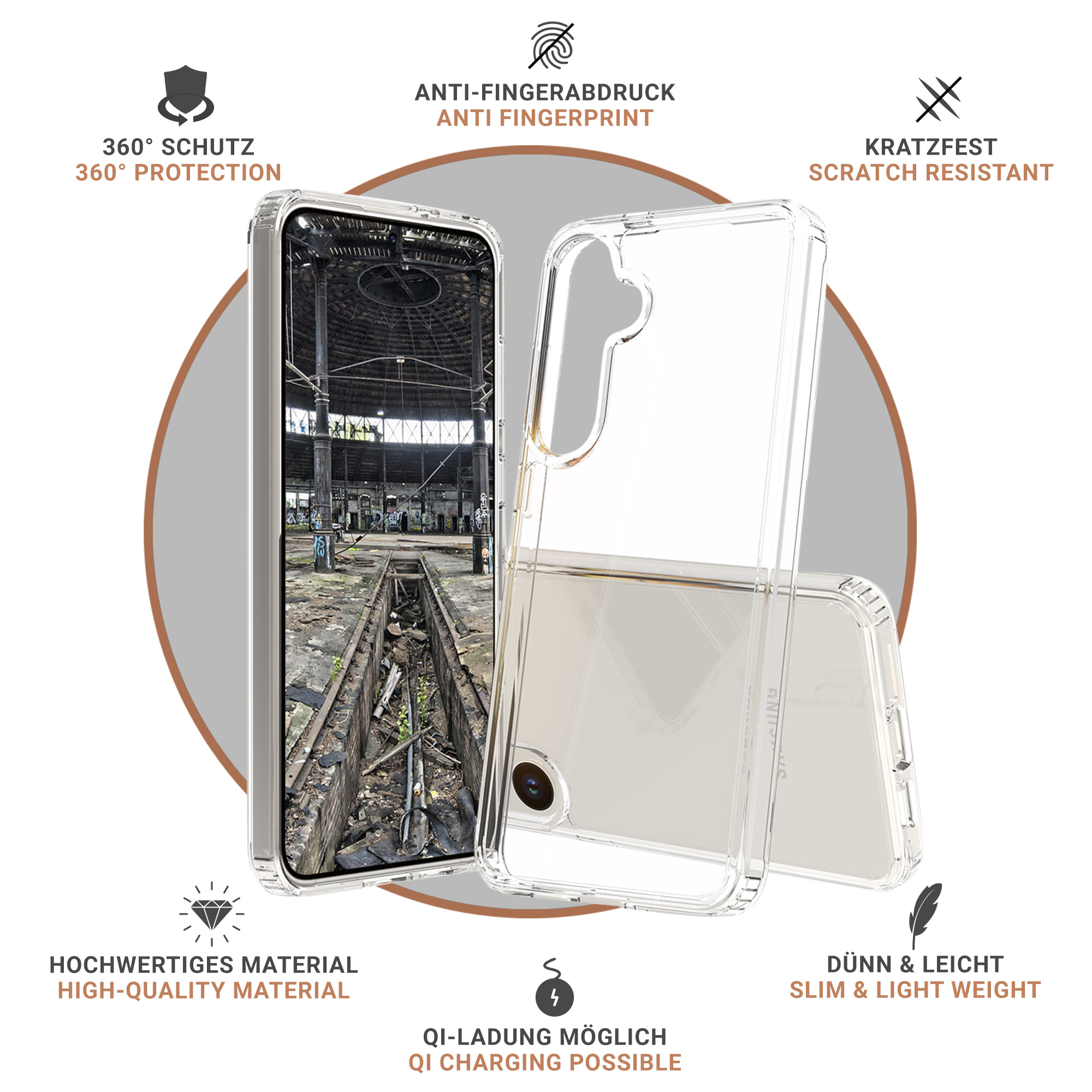 Samsung Galaxy S24  Plus Hybrid Hülle TPU Bumper   Acryl Rückseite Pankow (11049) - Transparent