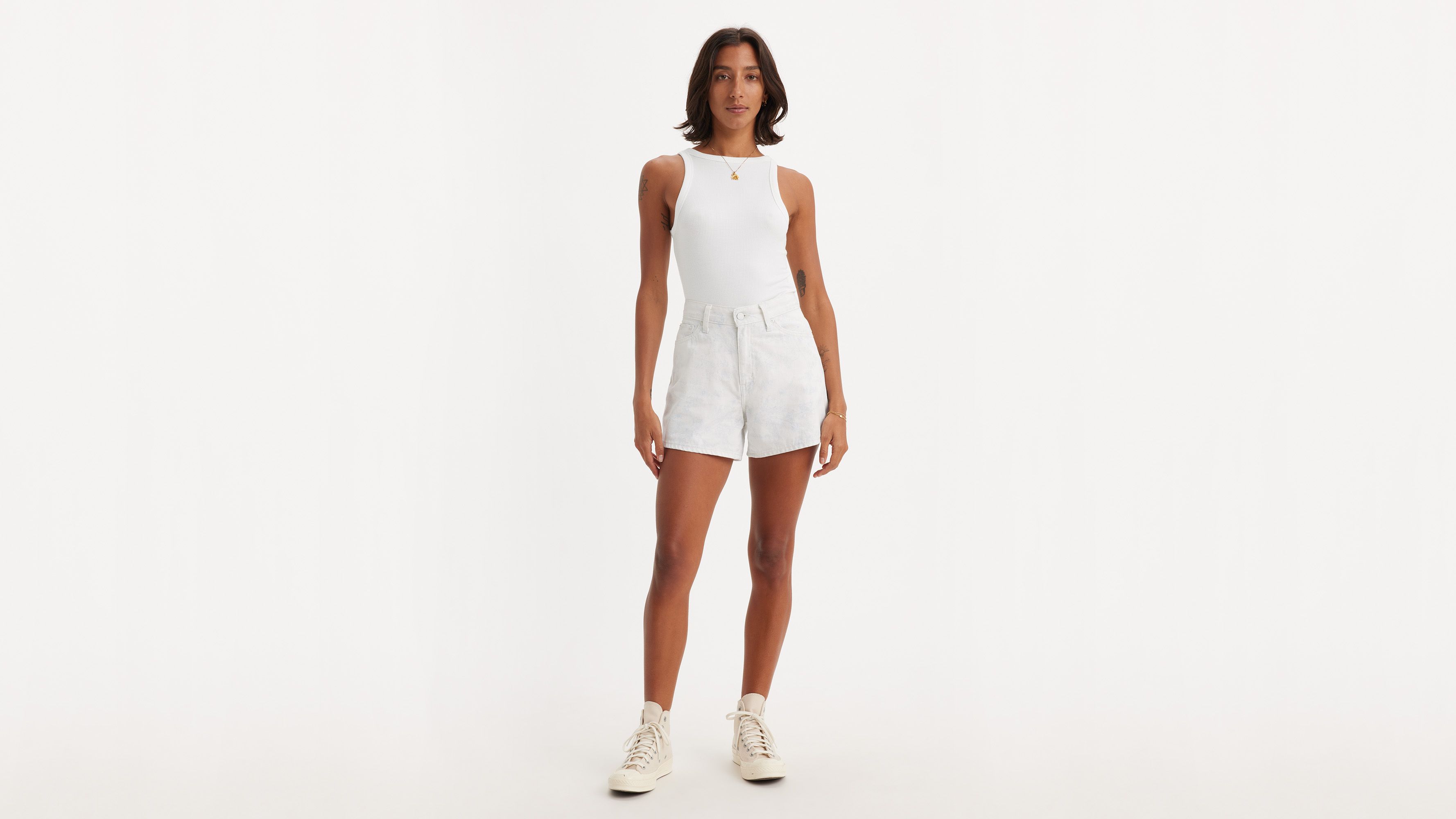 Levi's® WellThread® short Mom ’80 - Abstract Indigo Ink - Blanc