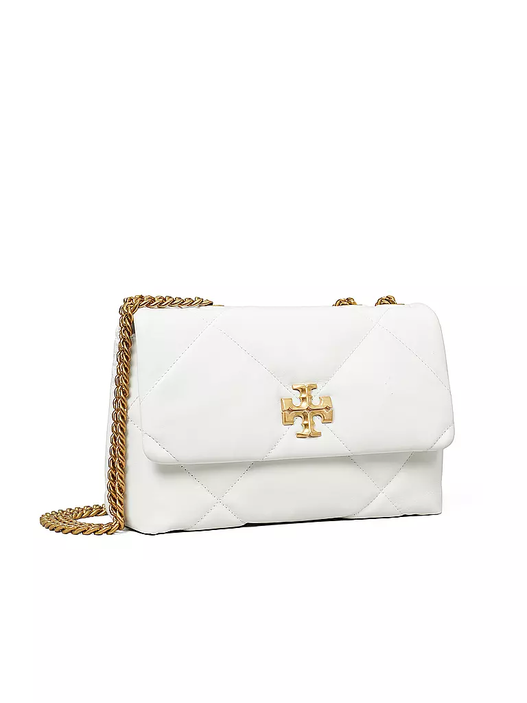 TORY BURCH Ledertasche - Schultertasche KIRA DIAMOND  weiss