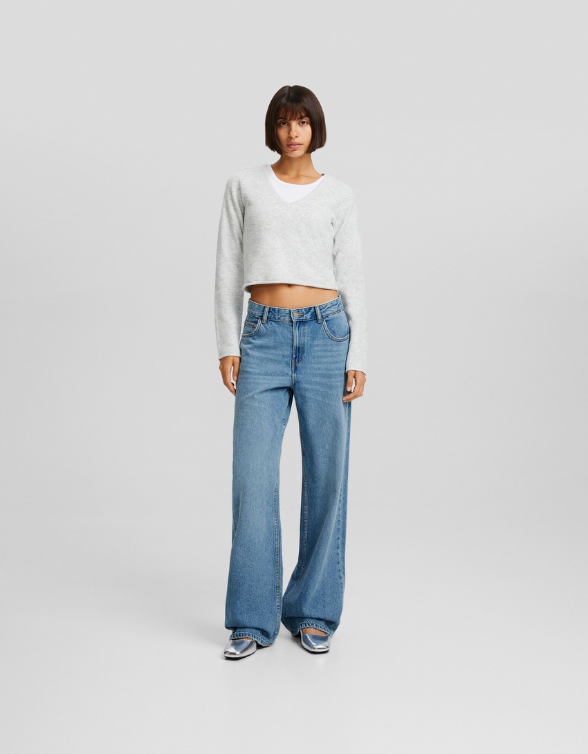Calça jeans de perna larga