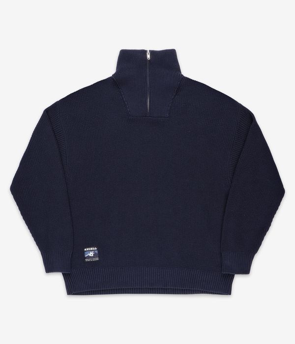 Anuell Willem Organic Knit Troyer Sweatshirt (navy)