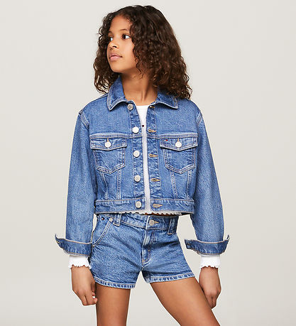 Tommy Hilfiger Denimjakke - Cropped - Trucker - Midsaltpepper