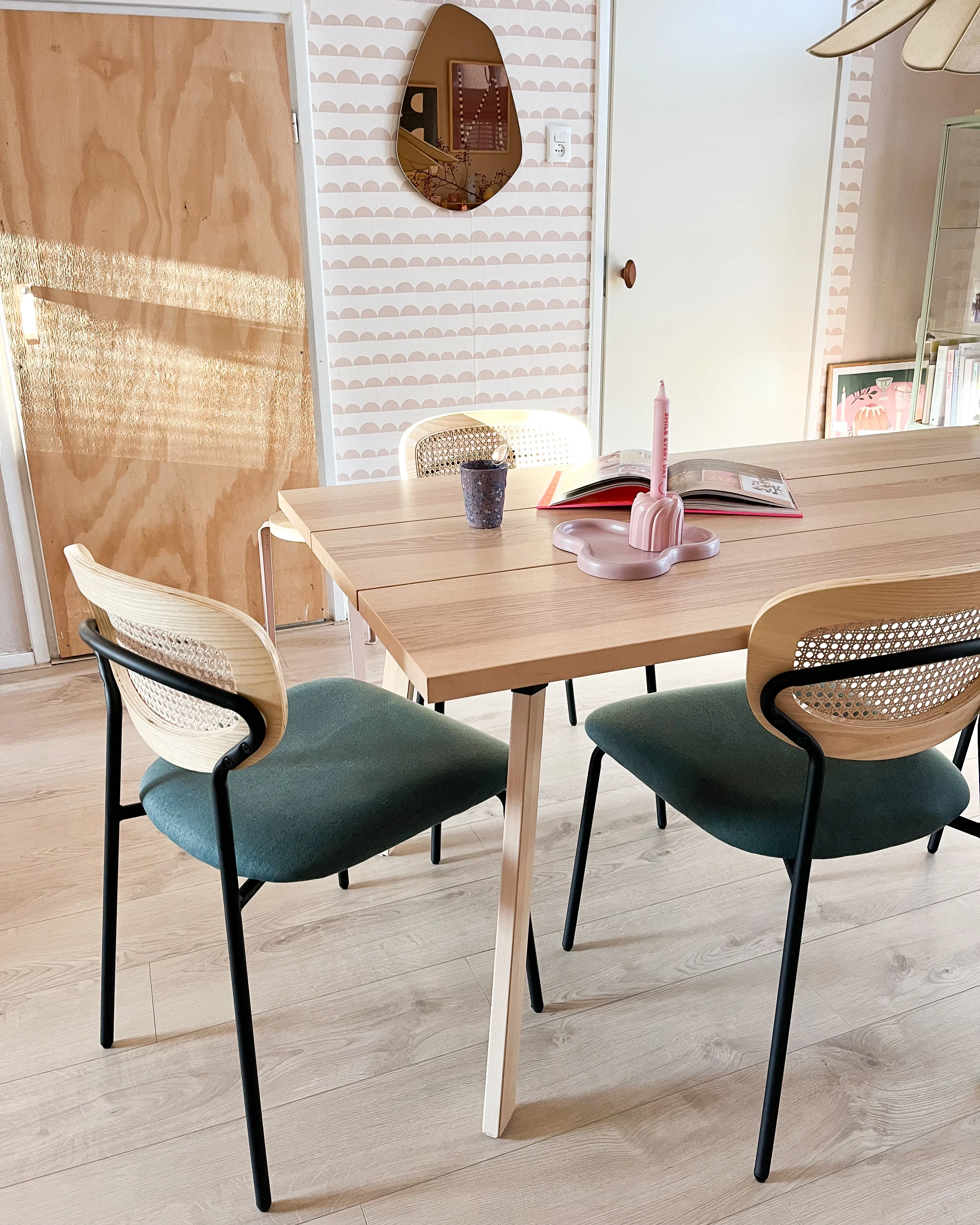Set van 2 eetkamerstoelen MAYETTA Rotan Groenblauw