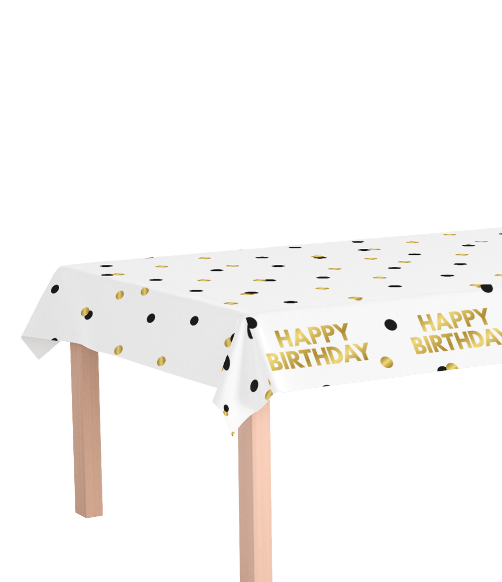 Happy Birthday Tafelkleed Stippen 2,74m