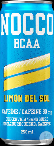 Nocco BCAA Limon Del Sol Caféine 180mg Boisson Gazeuse Sans Sucre 12x250ml