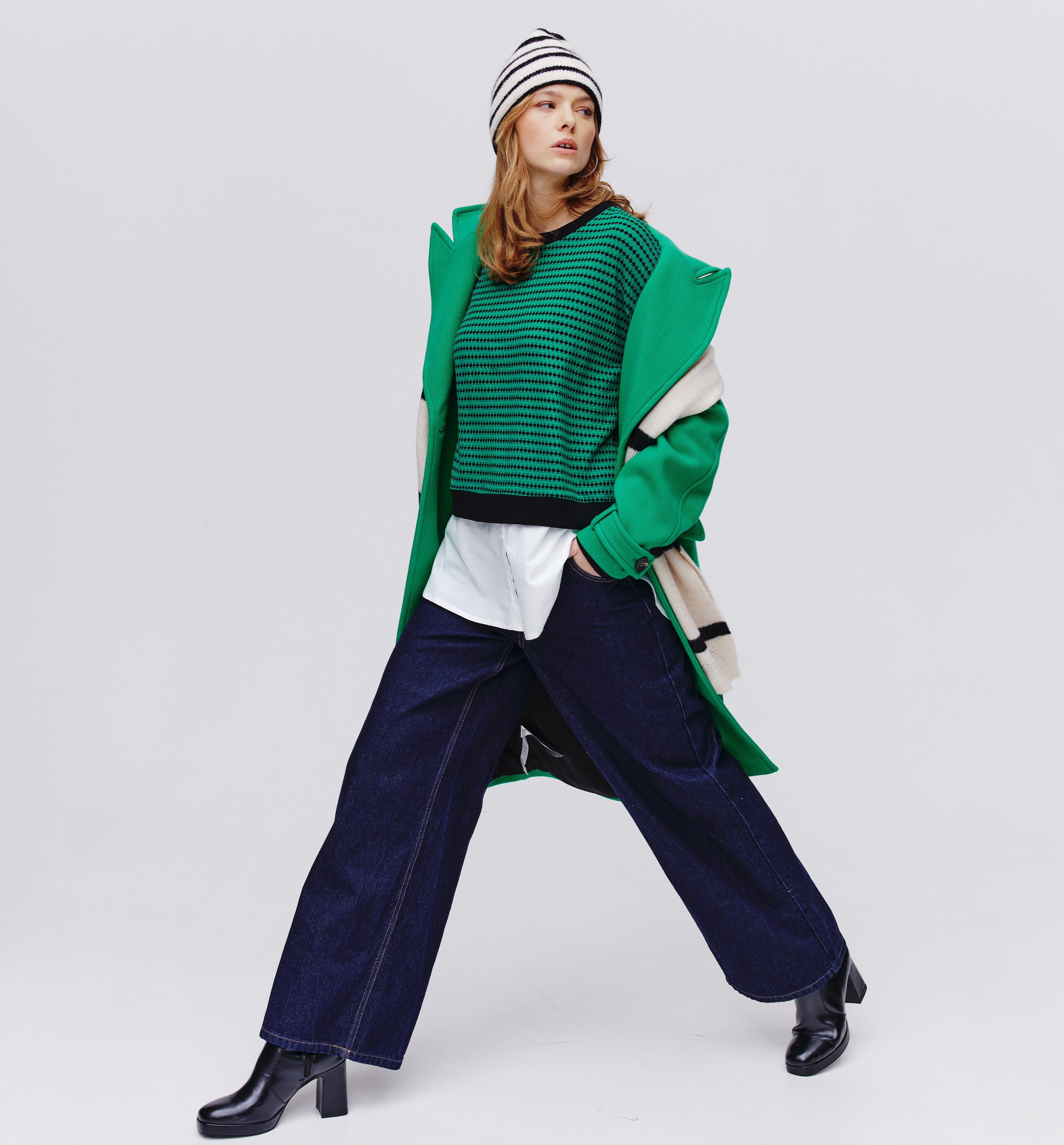 Sweat effet superposé Femme - Imprimé vert
