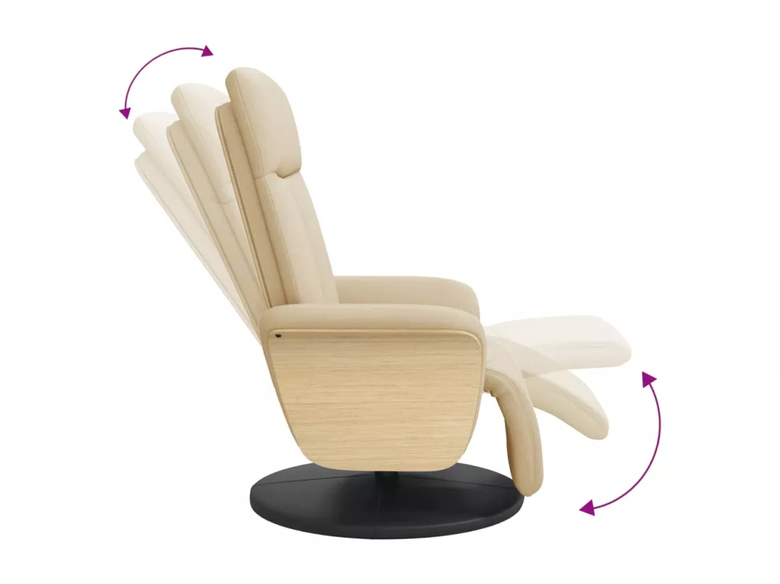 Fauteuil inclinable avec repose-pied crème tissu