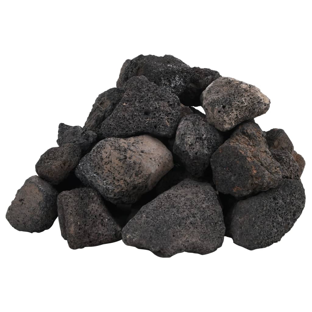 vidaXL Rochas vulcânicas pretas 10 kg 1-2 cm