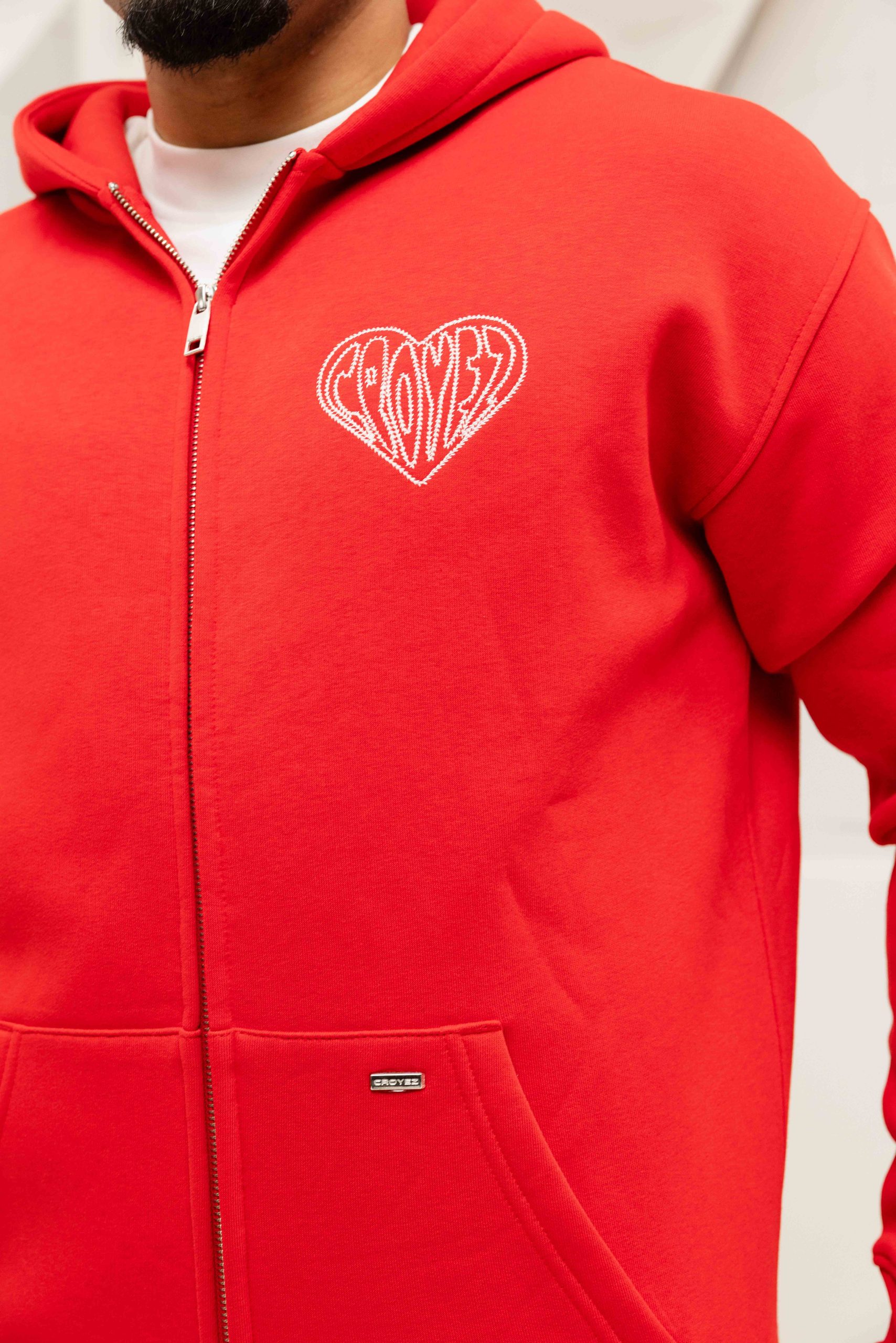 Croyez Stitched Heart Zip Hoodie Heren Rood