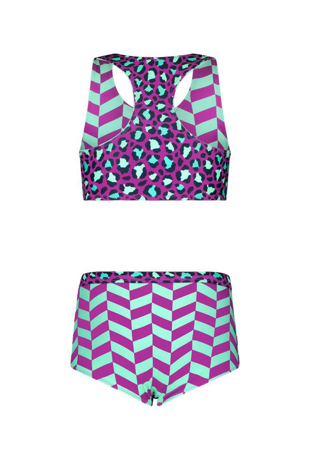 reversible crop bikini paars/mintgroen