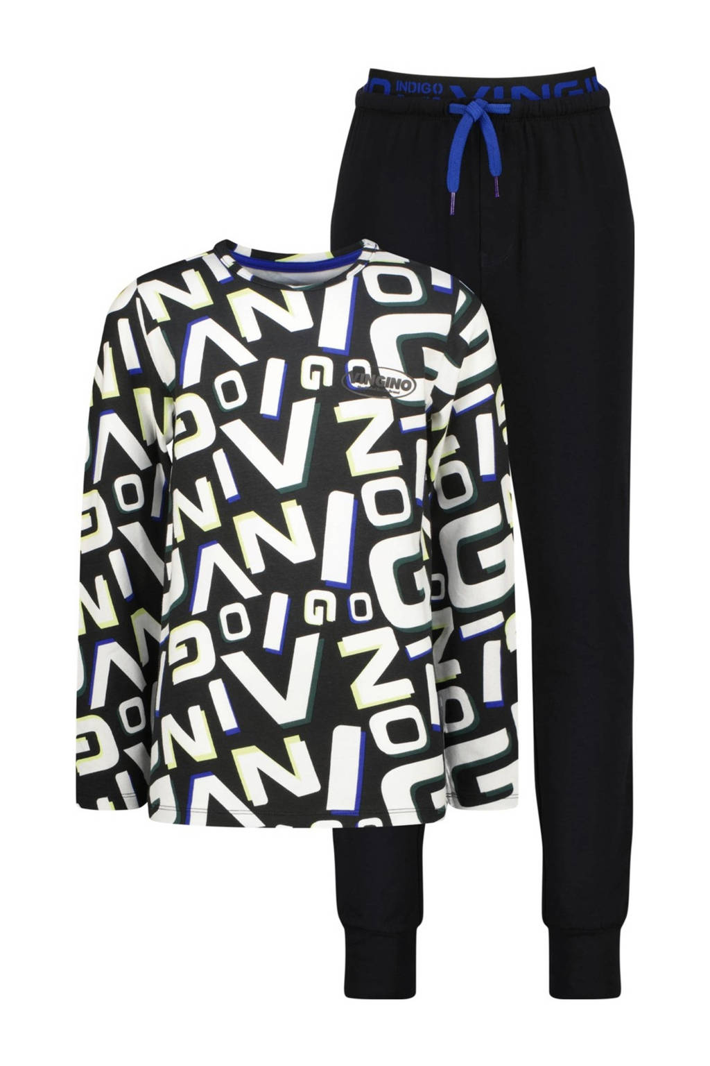 Vingino pyjama Worp met all over print zwart/wit