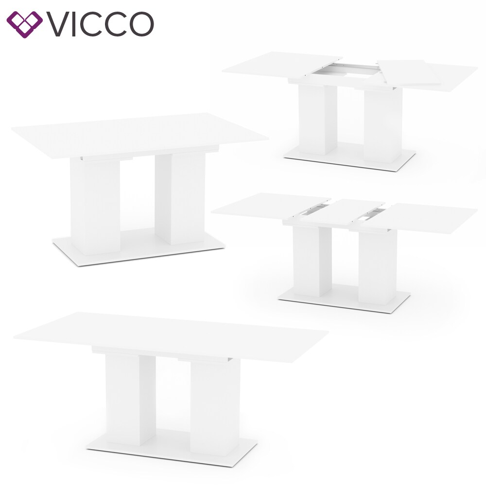 VICCO Esstisch DIX 140 - 180 cm Weiß matt Esszimmertisch ausziehbar Küche Tisch