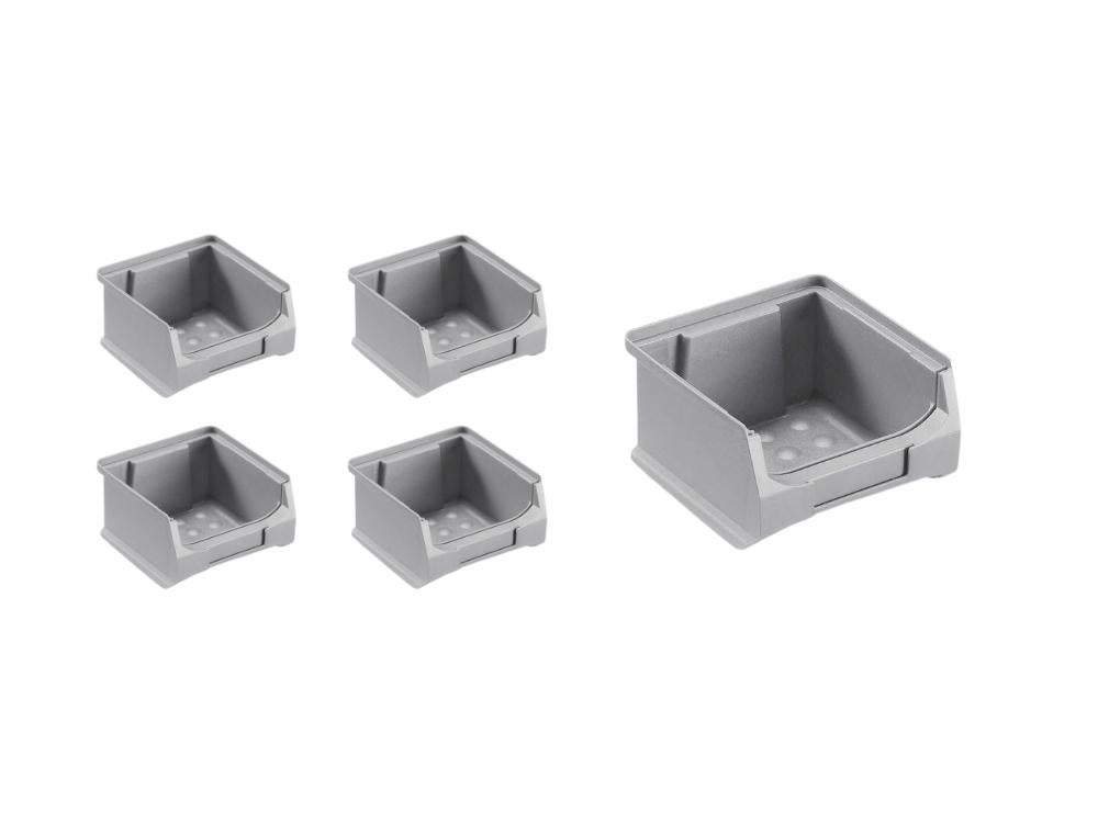 PROREGAL Value Pack 5x Grijze Opbergdoos 1,0 HxBxD 6 x 10 x 10 cm 0,4 Liter Opbergcontainer