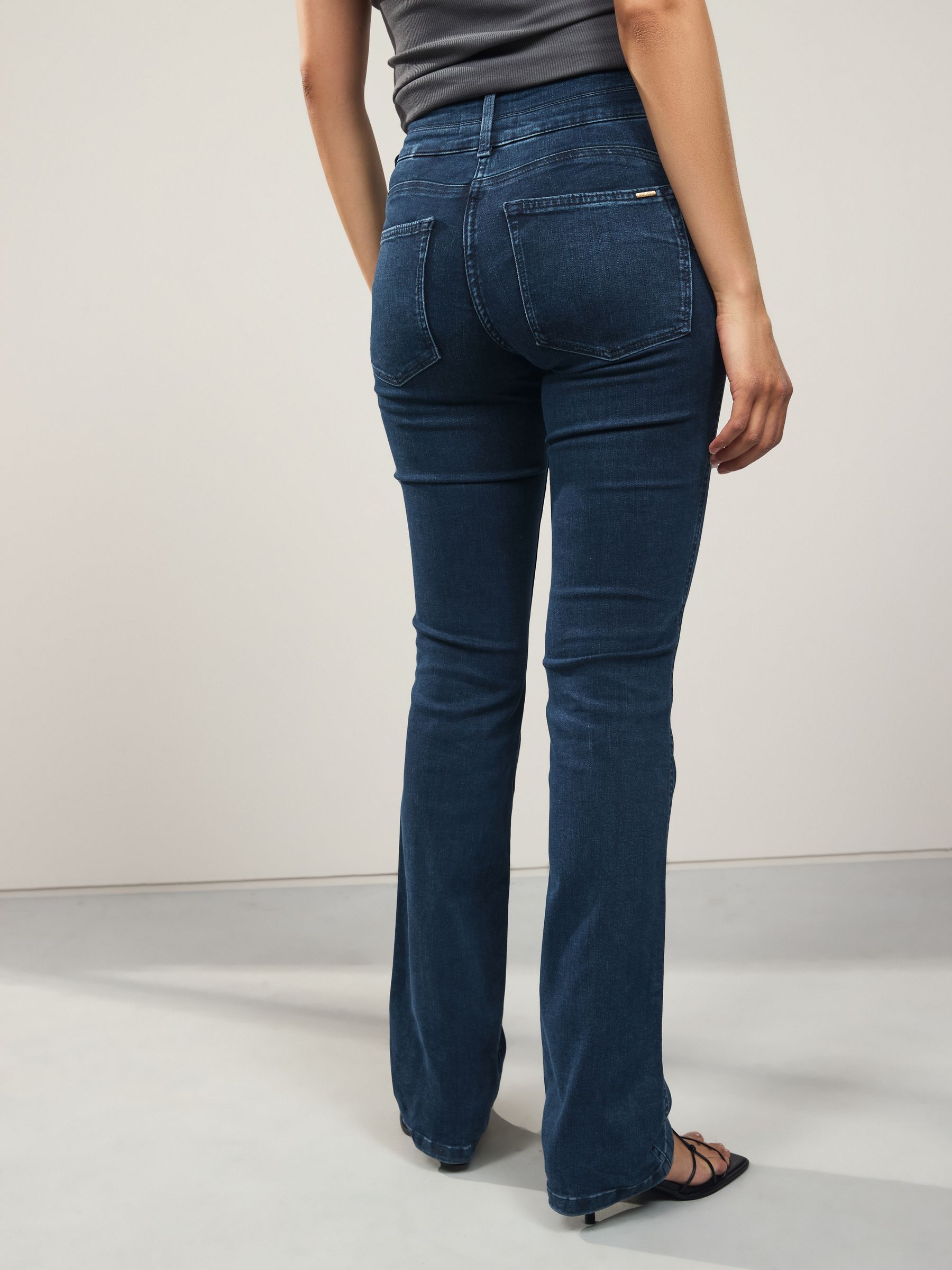 Donkerblauw denim - Lift, slim en shape jeans met bootcut