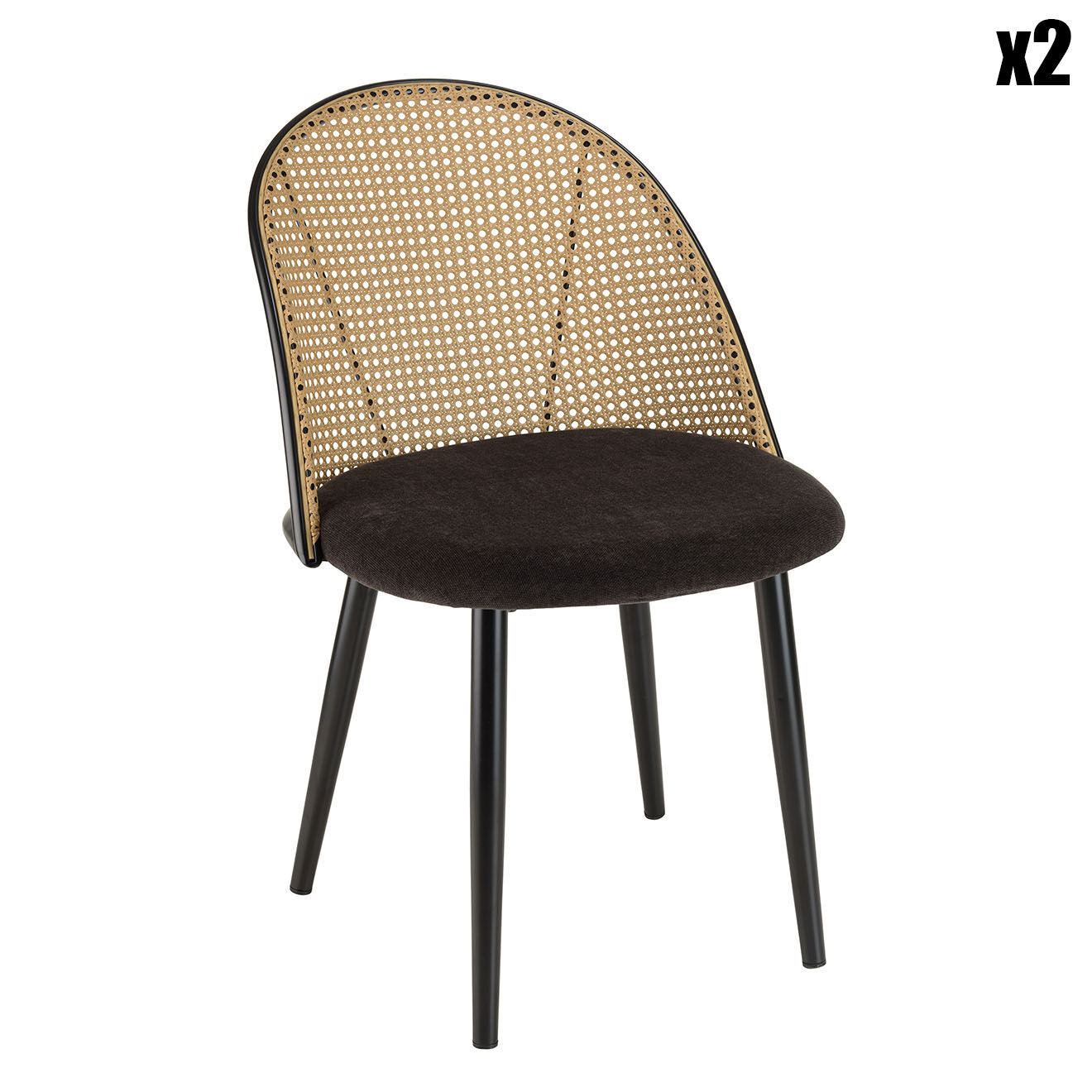 Macabane 2 Chaises Léa noires - 51x60x78 cm